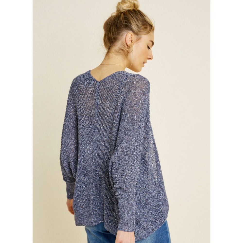 NEW Hayden Los Angeles Semi-Sheer Dolman Sleeve Cardigan Sweater Blue Medium - Picture 3 of 7